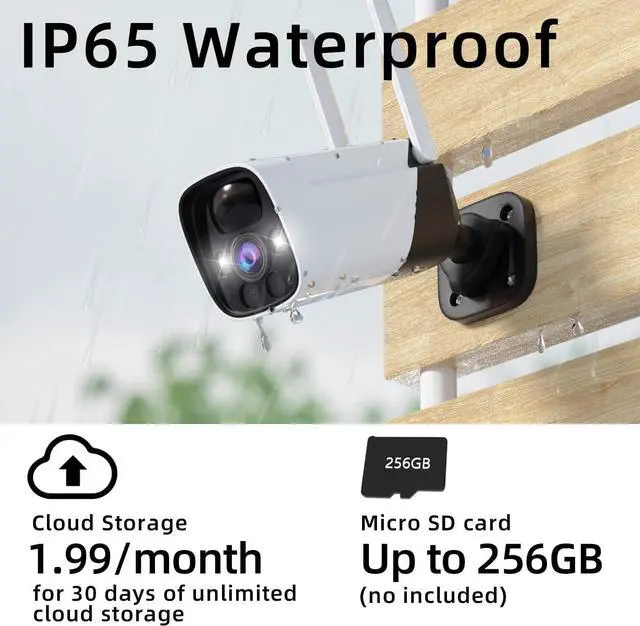 Alt view image 7 of 7 - Rraycom 2K Security Camera Outdoor with Full Color Night Vision, 3MP Bullet Surveillance Cameras with Motion Detection and Siren, 2-Way Talk, 180-Day Battery Life, IP66, Cloud&SD Card, No Monthly fee