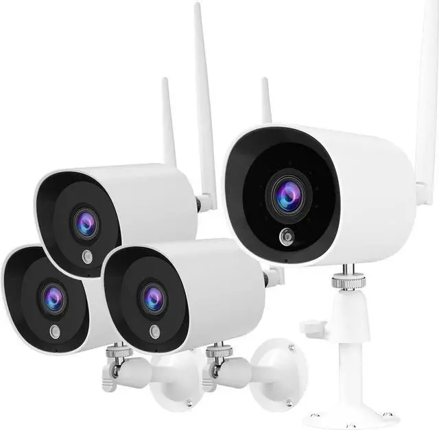 Main image of Rraycom 4Pack Security Cameras Outdoor/Home, 2K/3MP FHD Wireless IP Camera(Plug-in) with Night Vision, Motion Detection,24/7 Live View Video,IP66 Waterproof,Cloud Storage,Compatible with Alexa