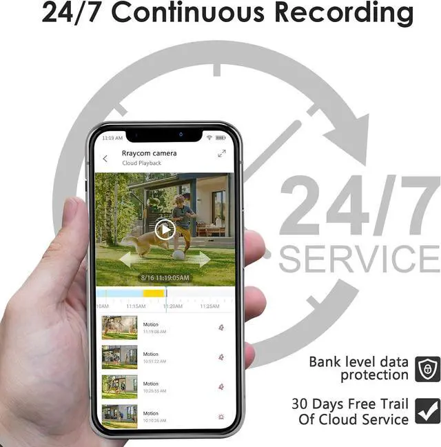 Alt view image 5 of 7 - Rraycom 4Pack Security Cameras Outdoor/Home, 2K/3MP FHD Wireless IP Camera(Plug-in) with Night Vision, Motion Detection,24/7 Live View Video,IP66 Waterproof,Cloud Storage,Compatible with Alexa