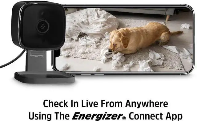 Alt view image 5 of 6 - Energizer Smart 2K QHD Security Camera, Wired Indoor 2.4Ghz Wi-Fi Camera, 2-Way Audio, Night Vision, Motion Detection & Instant Alerts, App Control, Cloud & Micro SD Storage, Foldable for Privacy