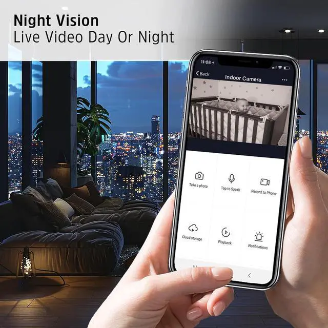 Alt view image 6 of 6 - Energizer Smart 2K QHD Security Camera, Wired Indoor 2.4Ghz Wi-Fi Camera, 2-Way Audio, Night Vision, Motion Detection & Instant Alerts, App Control, Cloud & Micro SD Storage, Foldable for Privacy