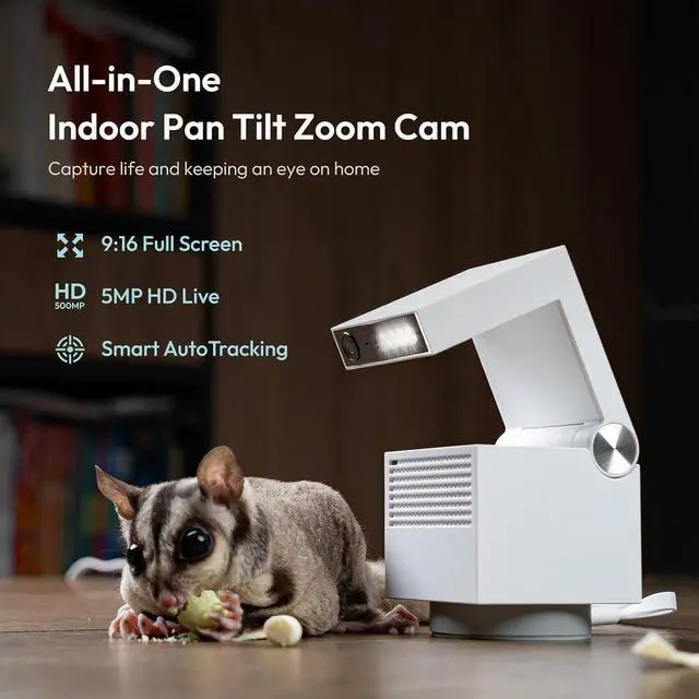 Alt view image 2 of 7 - Genie S 2.7K HD Indoor Security Camera with 6X Zoom, 2-Way Audio, Privacy Protection, Motion Tracking for Baby & Pet, 350° Pan & 135° Tilt, 32GB Local Storage, Compatible with Alexa