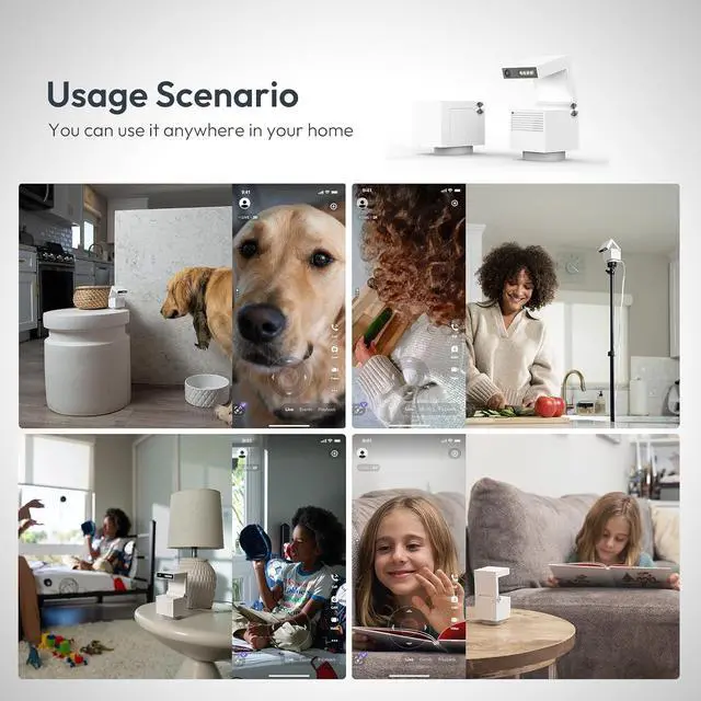 Alt view image 7 of 7 - Genie S 2.7K HD Indoor Security Camera with 6X Zoom, 2-Way Audio, Privacy Protection, Motion Tracking for Baby & Pet, 350° Pan & 135° Tilt, 32GB Local Storage, Compatible with Alexa