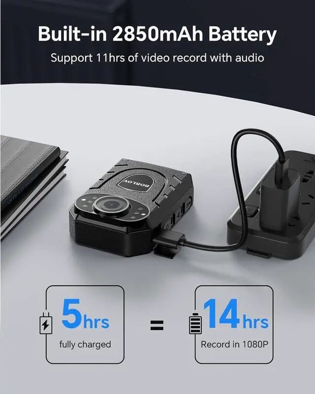 Alt view image 3 of 7 - BOBLOV KJ21 Body Camera, 1296P Body Wearable Camera Support Memory Expand Max 256G, 8-10Hours Recording Police Body Cam Lightweight and Portable Easy to Operate Clear NightVision (KJ21 Only)
