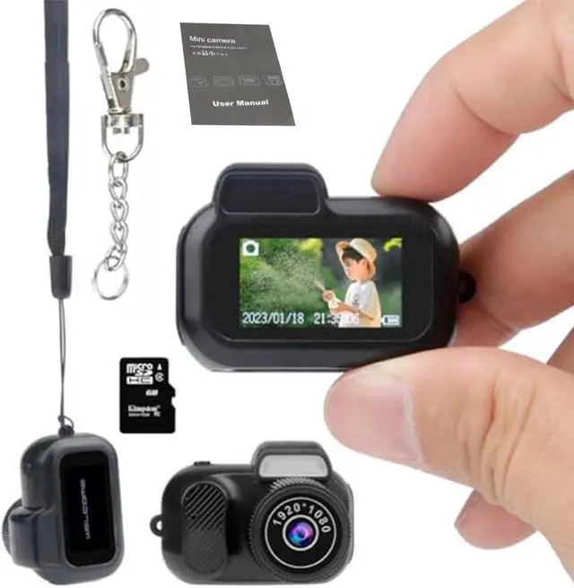 Main image of Keychain Camera, World's Smallest 1080P HD Mini Camera, Retro Portable Mini, 100 Mins Battery Life, for Students, Kids (32G)