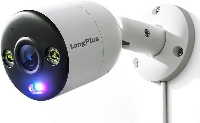Main image of LongPlus 8MP 4K UHD Poe Wired Security Camera Outdoor for Security Cameras System, Cameras for Outdoor Home Security Spot Lights Color Night Vision, Red-Blue Alarm Lights & Sound LPCP8B1
