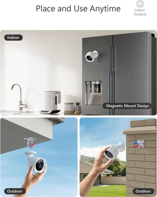 Alt view image 2 of 7 - Security Cameras Wireless Outdoor, WiFi 2K Battery Powered Security Camera, AI Motion Detection, Color Night Vision, 2-Way Talk, Waterproof, Compatible with Alexa (White)