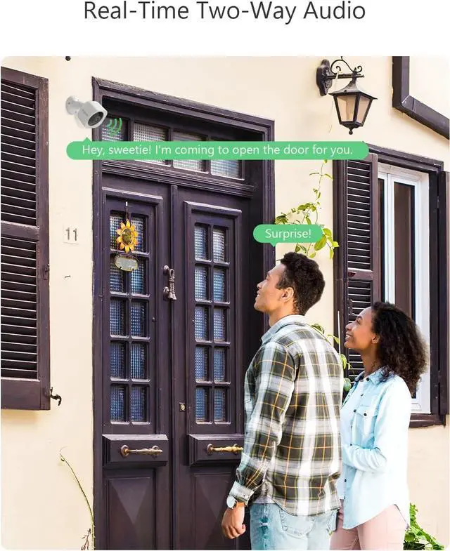 Alt view image 7 of 7 - Security Cameras Wireless Outdoor, WiFi 2K Battery Powered Security Camera, AI Motion Detection, Color Night Vision, 2-Way Talk, Waterproof, Compatible with Alexa (White)
