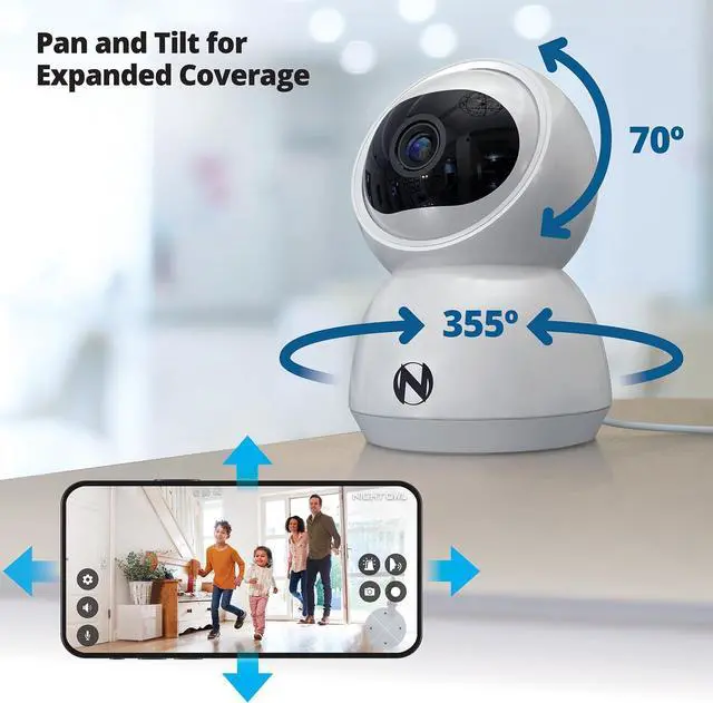 Alt view image 3 of 7 - Night Owl Indoor Plug-in Wireless 3MP Deterrence Camera with Pan, Tilt and 2-Way Audio