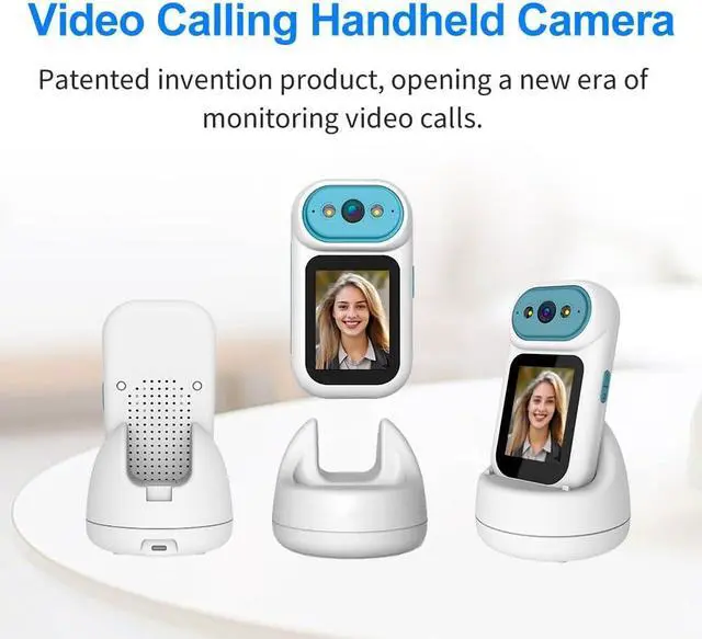 Alt view image 2 of 7 - Video Calling Handheld Security Camera Indoor,Nanny Camera Baby Camera Pet Camera,2-Way Video Call 350°Pan Cameras for Home Security,Move Tracking,Alarm Push 1080P 2.8inch Screen,Night Vision