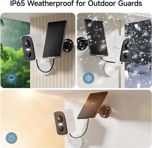 Alt view image 4 of 7 - fanxiang 2K Wireless Security Camera Outdoor with Solar Panel & 64GB Card, Rechargeable Battery Camera Wireless WiFi, 300° Pan Rotating, PIR, Color Night Vision, AI Motion Detection, 2-Way Audio, IP65