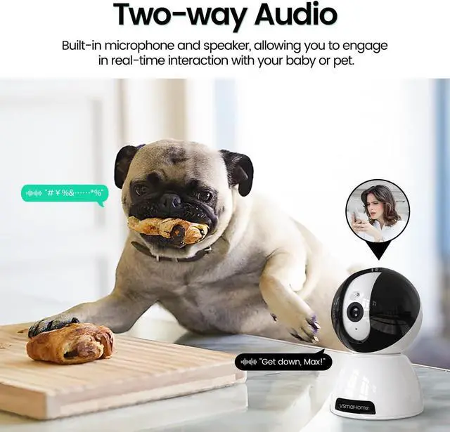 Alt view image 3 of 7 - 2K Security Camera Indoor,House Cameras with Audio and Video,Plug in Surveillance Cameras for Home Security,8X Zoom,IR Night Vision,Sound/Motion Detection,2-Way Talk,Supports Alexa