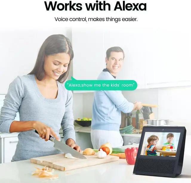 Alt view image 7 of 7 - 2K Security Camera Indoor,House Cameras with Audio and Video,Plug in Surveillance Cameras for Home Security,8X Zoom,IR Night Vision,Sound/Motion Detection,2-Way Talk,Supports Alexa