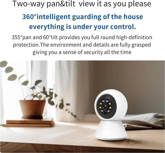 Alt view image 3 of 6 - EVERSECU HD 2K 3.0MP WiFi Home Security Camera, Pan/tilt, Humanoid Auto Tracking, 2 Way Audio, Night Vision, Compatible with Alexa, Baby Monitor Elder Pet Camera(4pcs)