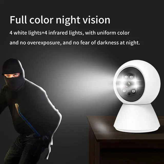 Alt view image 6 of 6 - EVERSECU HD 2K 3.0MP WiFi Home Security Camera, Pan/tilt, Humanoid Auto Tracking, 2 Way Audio, Night Vision, Compatible with Alexa, Baby Monitor Elder Pet Camera(4pcs)