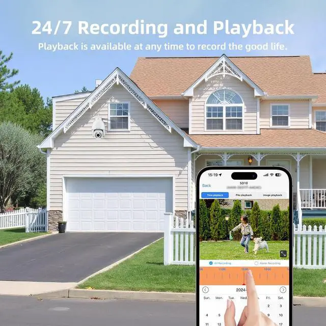 Alt view image 6 of 7 - SV3C 5X Zoom PTZ Security Camera Outdoor - 5MP WiFi IP Camera with Auto Tracking and Siren, 2-Way Audio, 24/7 Recording, Full Color Night Vision, IP66 Weatherproof, ONVIF, Cloud&SD Card Storage