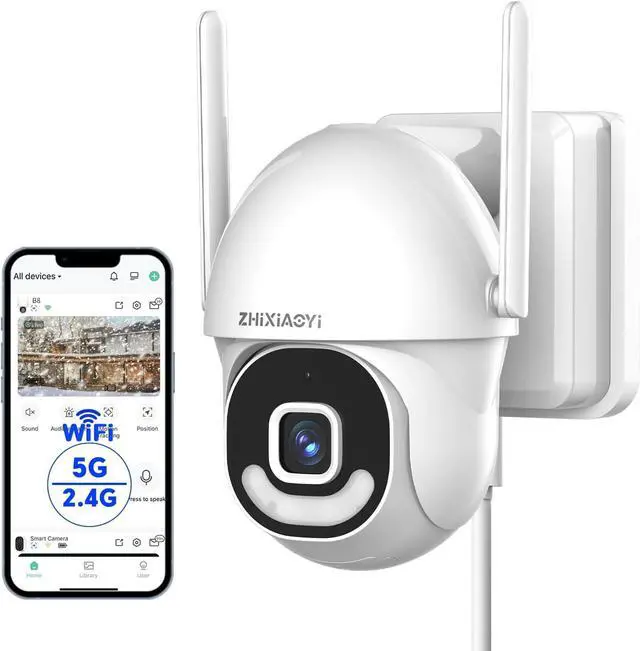 Main image of 2K Security Cameras Outdoor Wired, 5G/2.4G WiFi Cameras with Color Night Vision, PIR Motion Detection, Two-Way Voice, 360° View Pan/Tilt for Outdoor Area, Parking Lot, Home Security