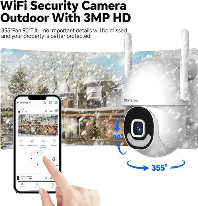 Alt view image 2 of 7 - 2K Security Cameras Outdoor Wired, 5G/2.4G WiFi Cameras with Color Night Vision, PIR Motion Detection, Two-Way Voice, 360° View Pan/Tilt for Outdoor Area, Parking Lot, Home Security