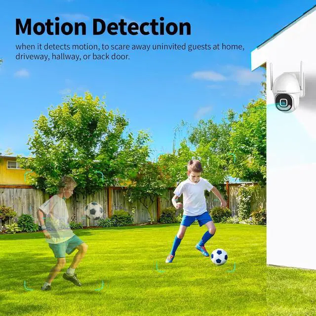 Alt view image 3 of 7 - 2K Security Cameras Outdoor Wired, 5G/2.4G WiFi Cameras with Color Night Vision, PIR Motion Detection, Two-Way Voice, 360° View Pan/Tilt for Outdoor Area, Parking Lot, Home Security