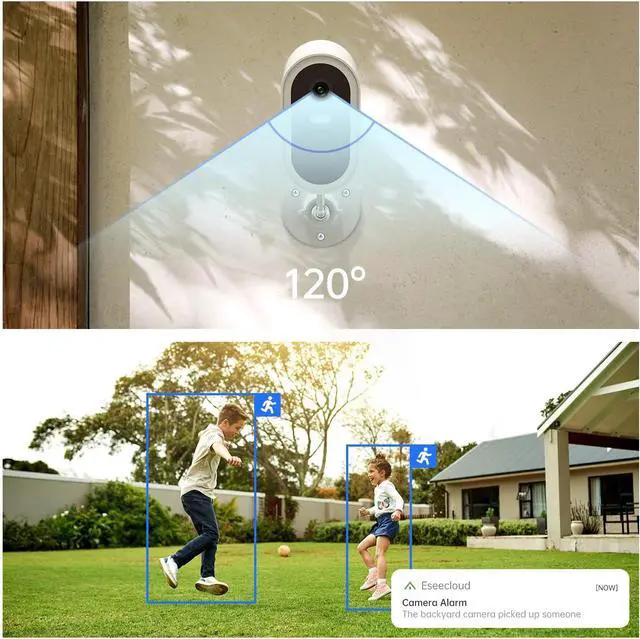 Alt view image 3 of 6 - Security Cameras Wireless Outdoor, 2K Battery Powered WiFi Cameras for Home Security , Surveillance Camera AI Motion Detection Spotlight Siren Alarm, Color Night Vision, 2-Way Talk, IP66 Waterproof