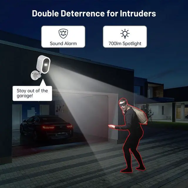 Alt view image 5 of 6 - Security Cameras Wireless Outdoor, 2K Battery Powered WiFi Cameras for Home Security , Surveillance Camera AI Motion Detection Spotlight Siren Alarm, Color Night Vision, 2-Way Talk, IP66 Waterproof