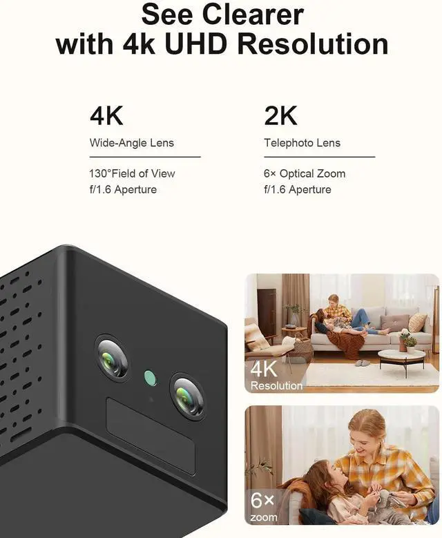 Alt view image 2 of 6 - 4K Wireless Security Camera, WiFi Indoor Camera, Cameras for Home Security, Baby Monitor, Nanny Cam with Night Vision, AI Motion Detection, Live View