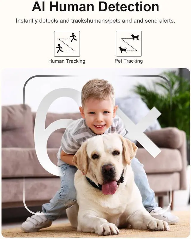 Alt view image 3 of 6 - 4K Wireless Security Camera, WiFi Indoor Camera, Cameras for Home Security, Baby Monitor, Nanny Cam with Night Vision, AI Motion Detection, Live View
