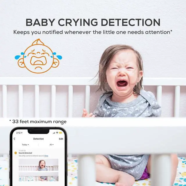 Alt view image 4 of 7 - Indoor Cube Camera 1080P FHD, 33ft Night Vision, Sound Detection, Motion Detection, Two-Way Talk, Instant Alerts, Micro SD Card/Cloud Storage, Works with Alexa, Works with Google Assistant