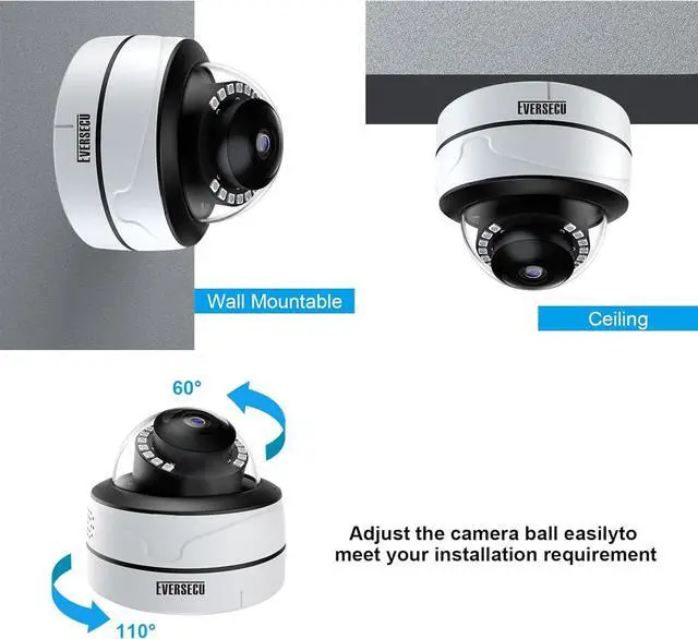 Alt view image 7 of 7 - EVERSECU 1080P Ik10 Vandalproof HD Analog Metal Dome Security Camera with Infrared LEDs, 2MP (HD-TVI/AHD/CVI/Analog) 4-in-1 Coaxial Wired BNC CCTV Camera with Wide Angle 3.6mm Lens