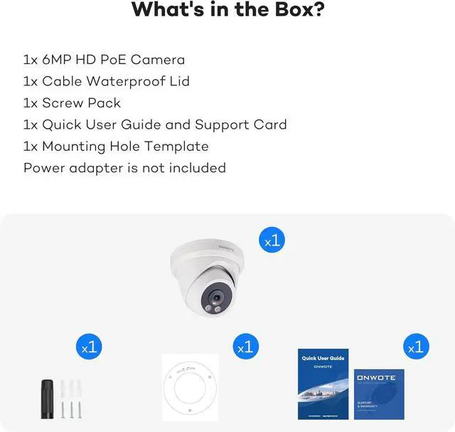 Alt view image 6 of 6 - ONWOTE 6MP IP POE Camera Outdoor with Color Night Vision, Smart AI Human Deterrence, 6 Megapixels 3072x2048P Super HD, 120° Angle, Commercial Wired Camera for Business, Add-on to PoE NVR System