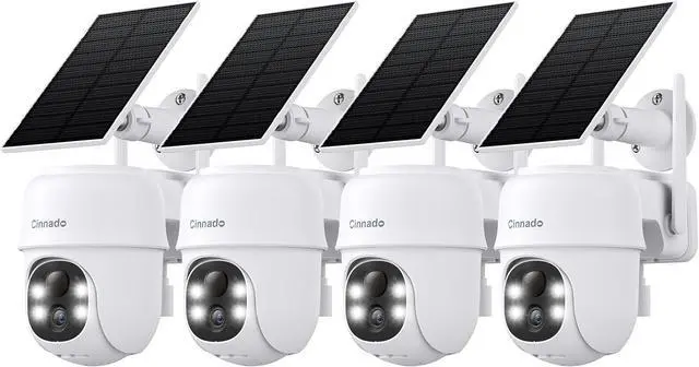 Main image of 2K Cameras for Home Security-2.4G WiFi Outdoor Camera Wireless Solar/Battery Powered, 360° Viewing, Human Detection, Color Night Vision, Cloud/SD Storage B6 (B6-White-4pack-2.4G)