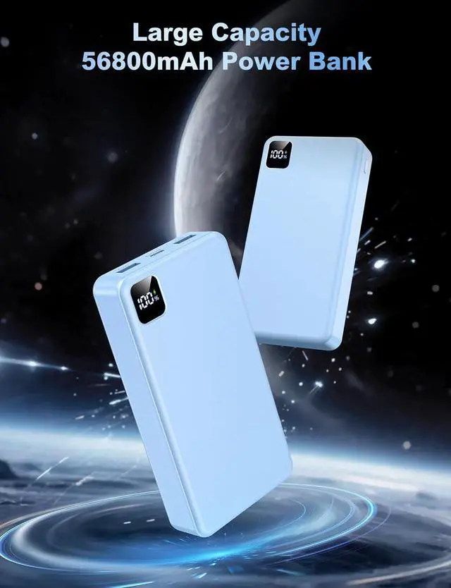 Alt view image 3 of 7 - Portable Charger Power Bank 56800mAh Battery Pack-22.5W Fast Charging with USB C & LED Display, 3 Outputs High Capacity Portable Power Bank for iPhone 16/15/14/13 Series, Samsung, iPad etc