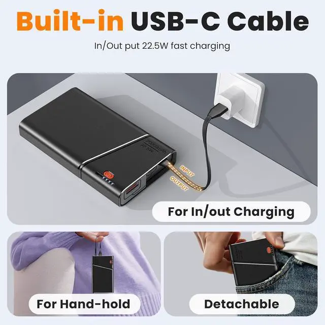 Alt view image 6 of 7 - Kesguar Portable Charger 20000mAh, 22.5W PD 3.0+QC 4.0 Fast Charging Power Bank, Cooler & Unbreakable Aerospace Metal Case for iPhone 16 15 14, Android, iPad, Samsung Google Tablet & More