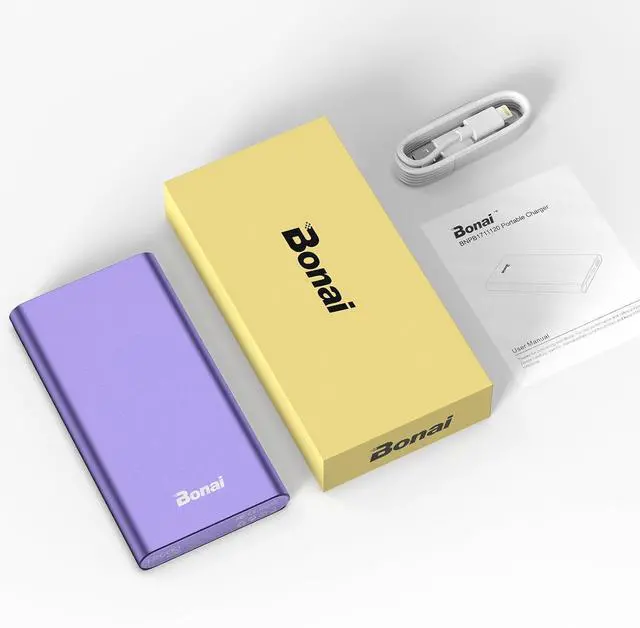 Alt view image 7 of 7 - BONAI Portable Charger 12,000mAh 5V/3A Fast Charging Power Bank, Dural Input & Output Ports (USB-C in & Out) Portable Phone Charger for iPhone 15/14/13/12 Series Galxy Android iPad etc- Purple