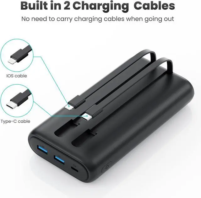 Alt view image 3 of 7 - Portable Charger Power Bank 40,800mAh 25W Fast Charging USB C Portable Charger with 2 Built in Cables,5 Outputs & QC 4.0 Quick Phone Charging Battery Pack Compatible with iPhone 16/15/14,Android