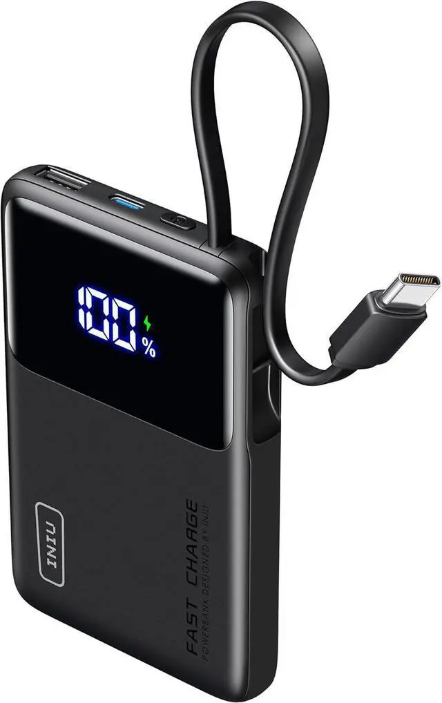 Main image of INIU 45W Power Bank, Slimmest 10000mAh Portable Charger with Build in USB-C Cable, Fast Charging USB C in&Out Battery Pack, Travel External Phone Charger for iPhone 16 15 Samsung S24 S23 Google etc