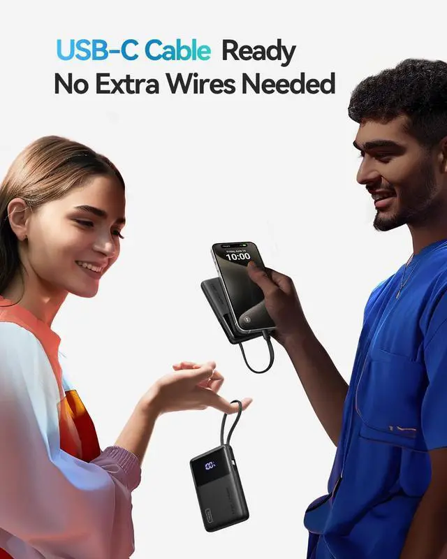 Alt view image 4 of 7 - INIU 45W Power Bank, Slimmest 10000mAh Portable Charger with Build in USB-C Cable, Fast Charging USB C in&Out Battery Pack, Travel External Phone Charger for iPhone 16 15 Samsung S24 S23 Google etc