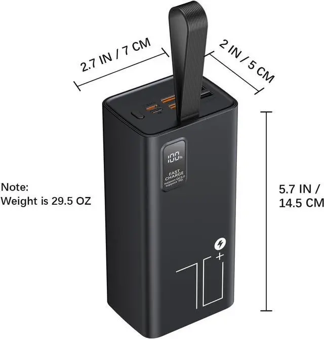 Alt view image 3 of 7 - Portable Charger 70000mAh Power Bank High Capacity, 30W PD & QC 3.0 Fast Charging, 5 Output 2 Input USB-C Battery Pack with LED Display for Phone Tablet Camera & Camping Outdoor Travel Party