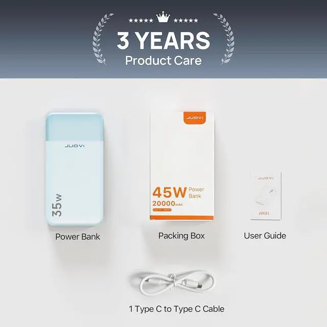 Alt view image 7 of 7 - J2621 Power Bank Portable Charger,20000mAh 45W PD3.0 QC 4.0 Fast Charging Battery Pack with LED Display,2 USB-C,2 USB-A for iPhone Tablet MacBook