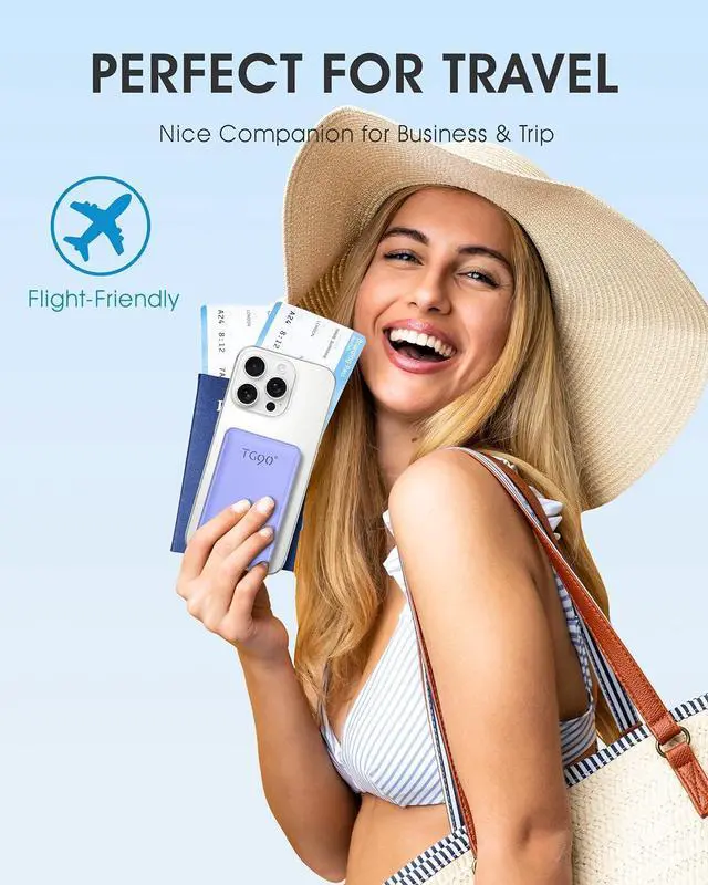 Alt view image 6 of 7 - TG90° Portable Phone Charger Ultra Mini Power Bank with Built-in Foldable AC Wall Plug and Cables,5000mAh External Battery Pack Compatible with iPhone and Android Smart Devices