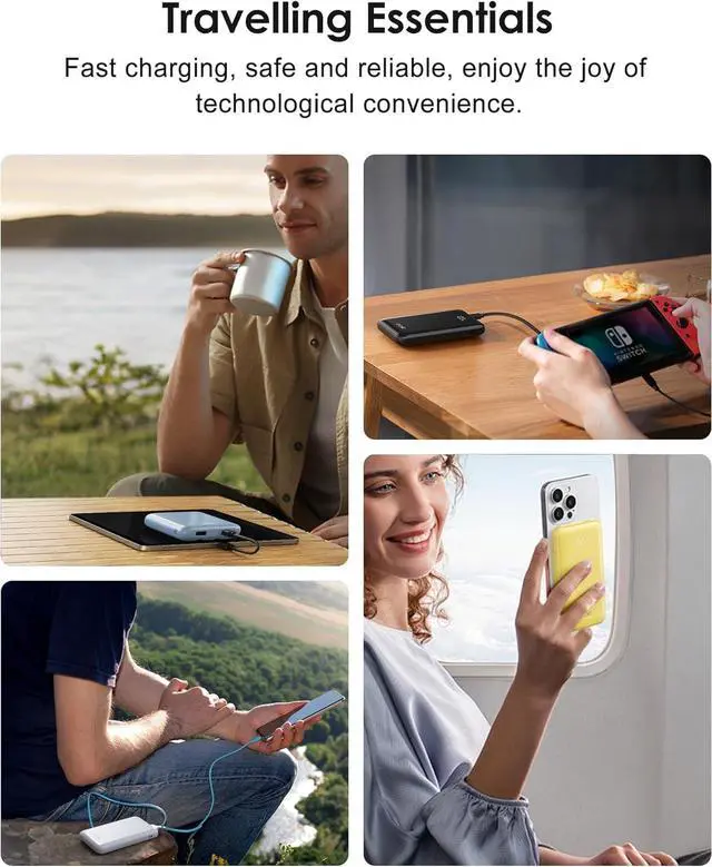 Alt view image 5 of 6 - Portable Charger 10000mAh, Cell Phone Portable Power Banks with 22.5W PD Fast Charging, Compact Phone Charger Built in Cable, Compatible with Apple, Samsung, Google, Motorola and More