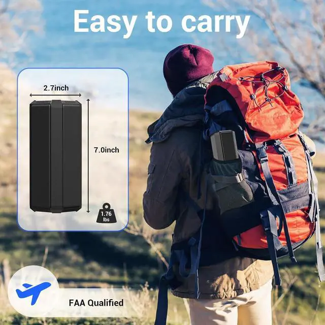 Alt view image 5 of 7 - Power Bank with AC 100W,Portable Laptop Charger,98Wh/27000mAh External Battery for Laptop,PD 65W Type-C,Compatible for Outdoor RV Camping Travel Emergency Backup Home