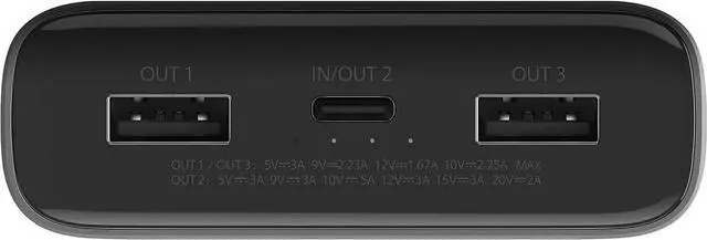 Alt view image 3 of 7 - Xiaomi MI 50W Power Bank 2000, 20000mah, USB-C Input/Output Plus 2 USB-A Output, Charge 3 Devices Simultaneously, Output Upto 50W, Black