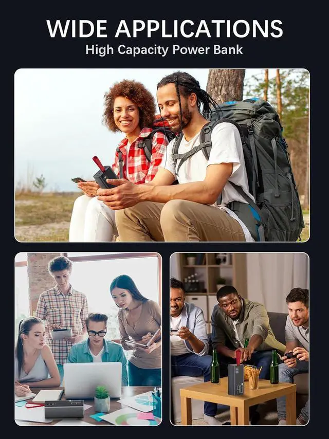 Alt view image 7 of 7 - Power Bank 90000mAh Extra High Capacity Portable Charger, Fast Charging 30W PD & QC 3.0, USB-C Battery Pack 5 Output 2 Input with LED Display for Phone Tablet Headset Smartwatch Camping Travel