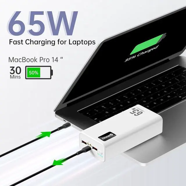 Alt view image 2 of 7 - 50000mAh Power Bank 65W, Portable Charger,External Battery Pack for Outdoor Camping, Home & Office. Emergency Back-up Power for Smartphones, Tablets and Laptop