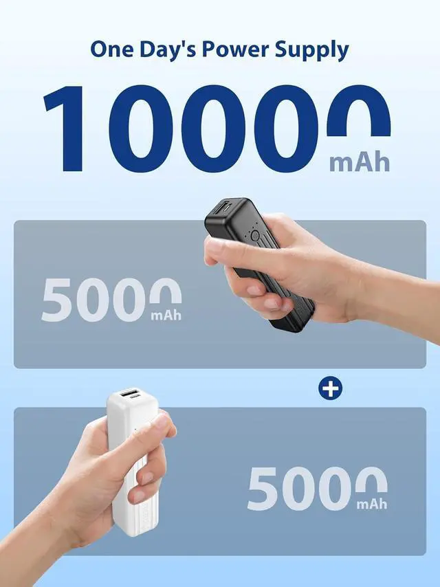 Alt view image 3 of 7 - Miady 2-Pack Small Portable Charger, 5000mAh Mini Battery Pack 3.45oz Lightweight Power Bank 5V/2.4A Output & 5V/2A Input Compatible with iPhone, Galaxy, Android etc