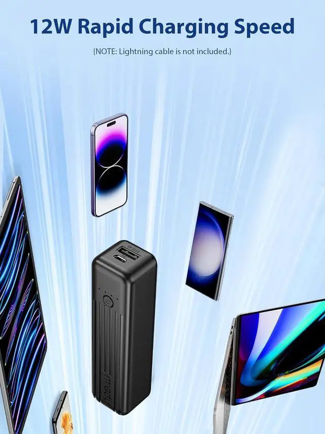 Alt view image 4 of 7 - Miady 2-Pack Small Portable Charger, 5000mAh Mini Battery Pack 3.45oz Lightweight Power Bank 5V/2.4A Output & 5V/2A Input Compatible with iPhone, Galaxy, Android etc