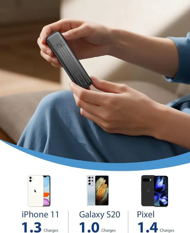 Alt view image 5 of 7 - Miady 2-Pack Small Portable Charger, 5000mAh Mini Battery Pack 3.45oz Lightweight Power Bank 5V/2.4A Output & 5V/2A Input Compatible with iPhone, Galaxy, Android etc