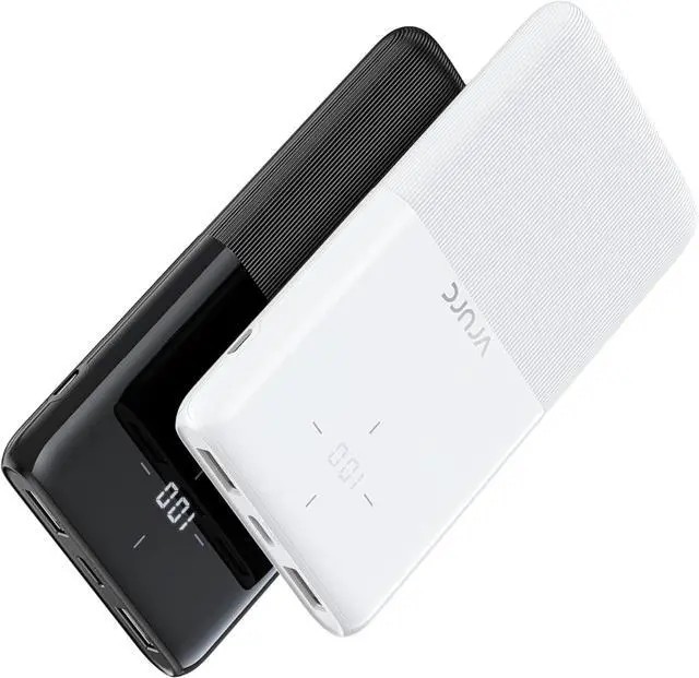 Main image of VRURC 2-Pack 10,000mAh Portable Charger Fast Charging Power Bank with USB C & LED Display, Slim Battery Pack for iPhone 16 15 14 13 12 11 X 8 7 Samsung S21 S20 Google LG OnePlus, Black+White