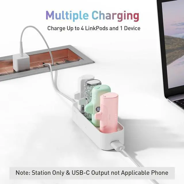 Alt view image 4 of 6 - iWALK Charger Station for Portable Charger 4500mAh, 4800mAh, 5000mAh Power Bank for iPhone Charging Station Multiple USB-C Family-Sized Charger Station for Home(Station Only), White